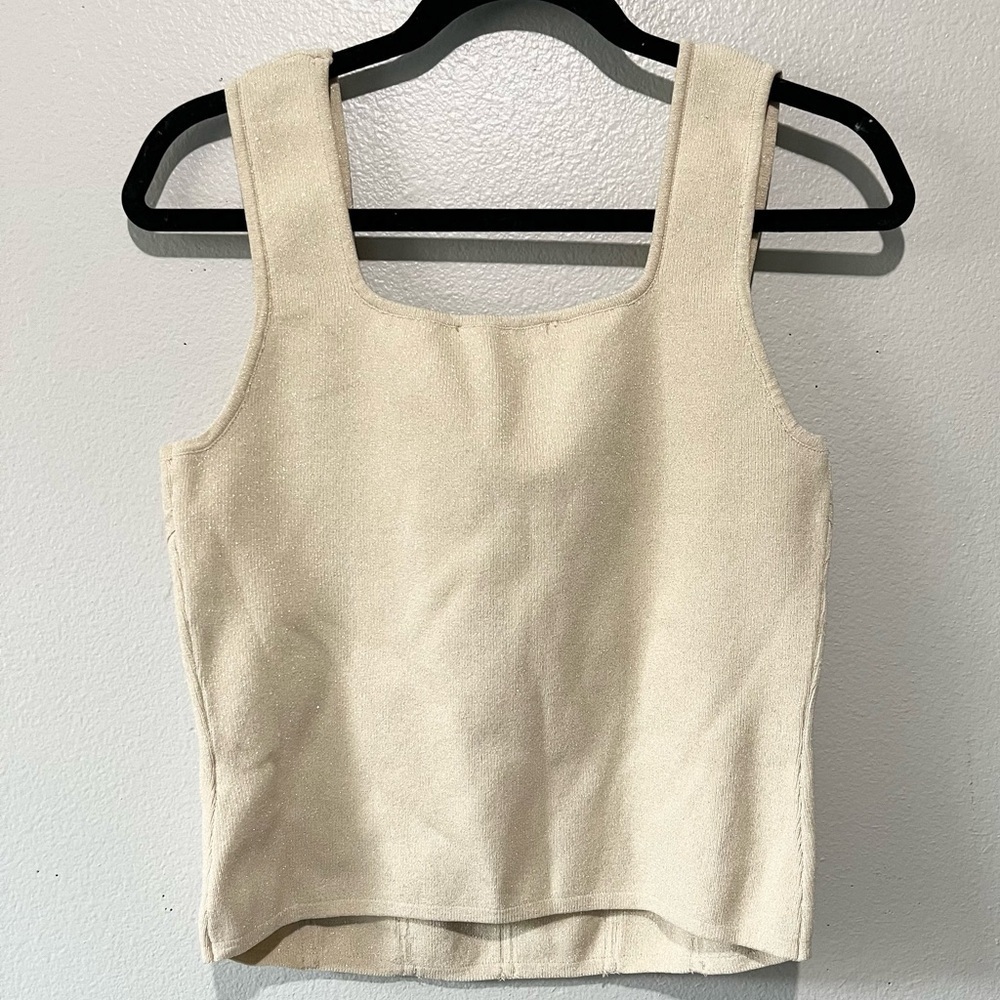 BAILEY/44-NWT Nude Neutral Light Tan Sleeveless Sparkly Top Size L - Picture 3 of 5